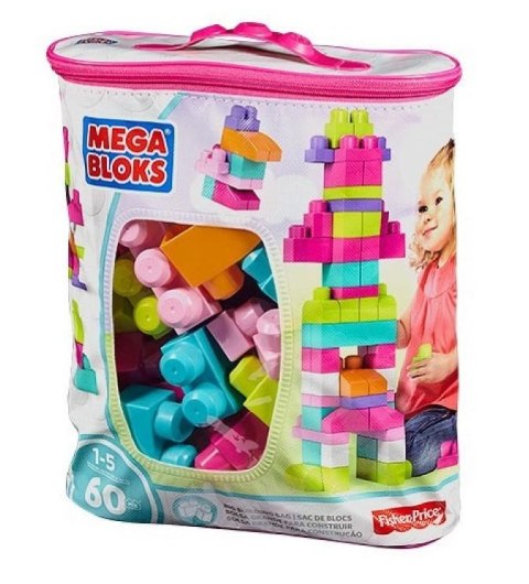 Mega Bloks Duża ECO torba z klockami różowa Mattel