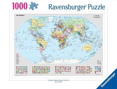 Puzzle 1000 Polityczna mapa świata Ravensburger