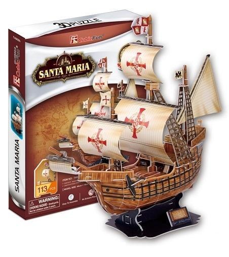 Puzzle 3D Żaglowiec Santa Maria Cubic Fun